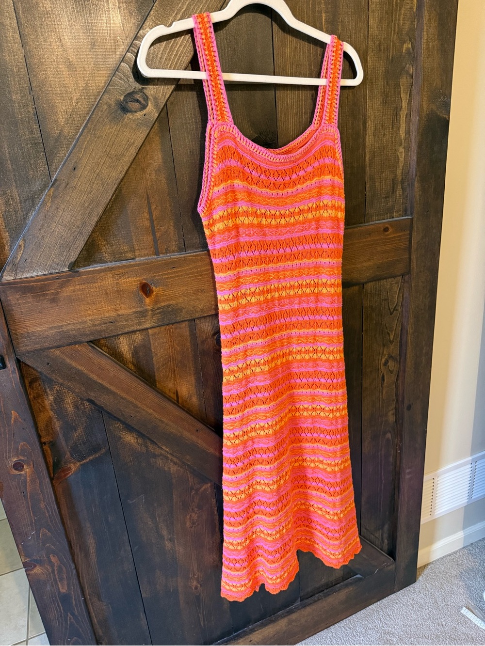 Jessica Simpson Pink and Orange Knit Midi Dress
